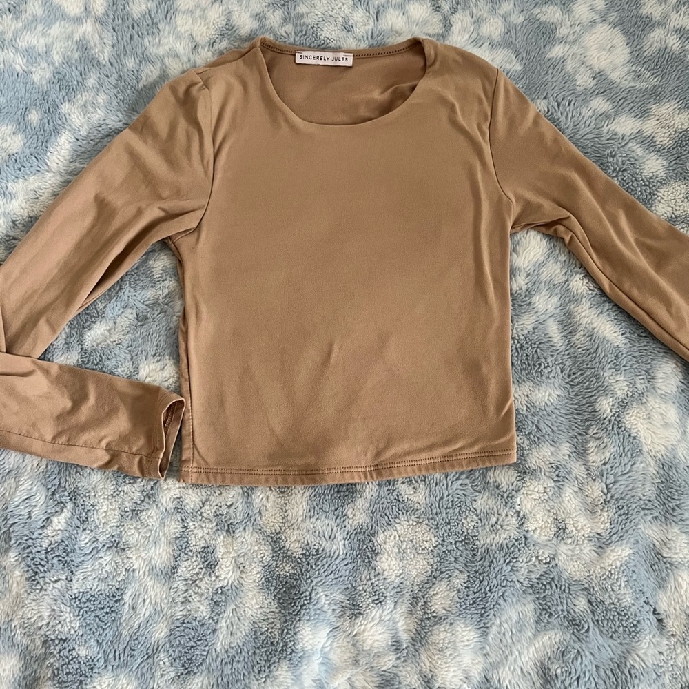 Sincerely Jules Brown Fitted Long Sleeve Tee